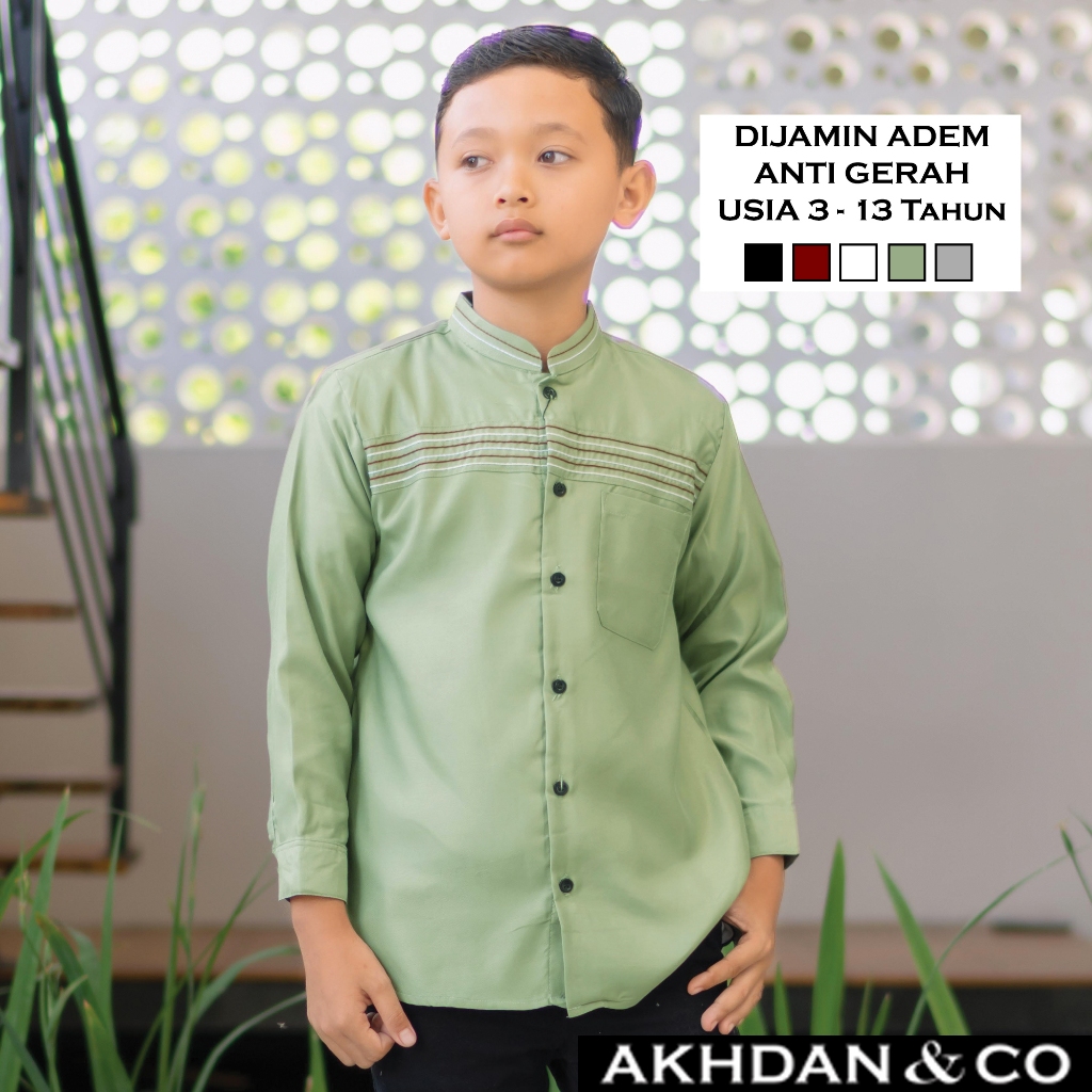 Baju Koko Anak Lengan Panjang Umur 3-13 tahun Motif Syamil Adem | Kemeja Koko Anak Terlaris