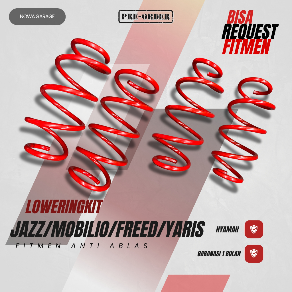Lowering Kit Brio, Jazz, Mobilio, Freed, Yaris PNP | Per Ceper Sirion 1 Set Bepan Belakang Empuk