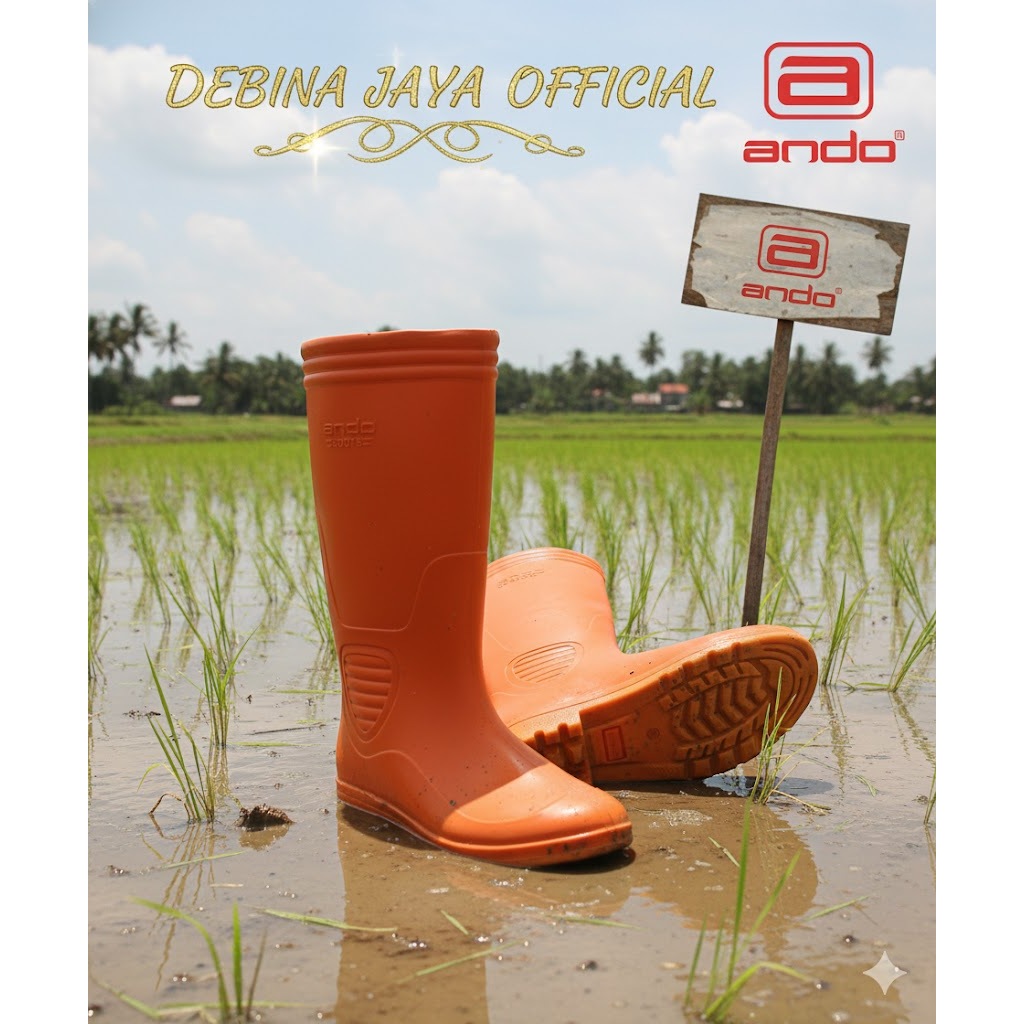Sepatu Boot Air Ando Hi Boot Hercules - Sepatu Boots Pria  Sepatu Boot SAFETY Karet Tinggi Anti Air 