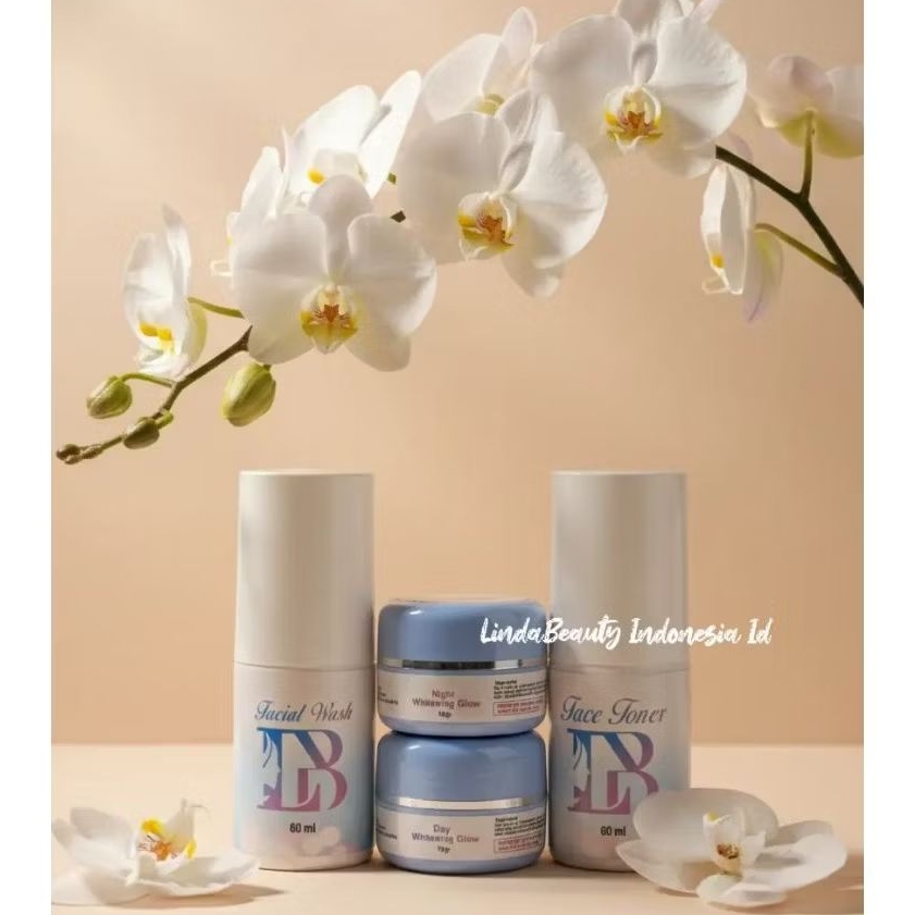LindaBeauty Whitening Glow Skincare LB Paket Lengkap Mencerahkan Kulit Wajah Merata Memudarkan Flek 