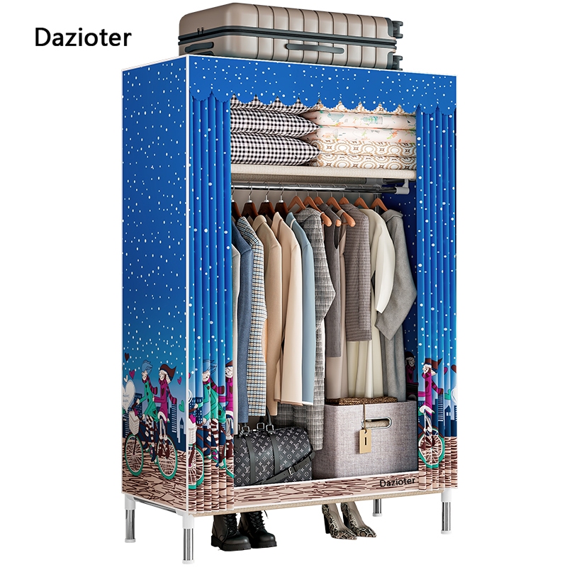 Dazioter Lemari Pakaian Lipat Portabel Besar untuk DIY, Organizer Lemari Pakaian, Lemari Kubus, Lema