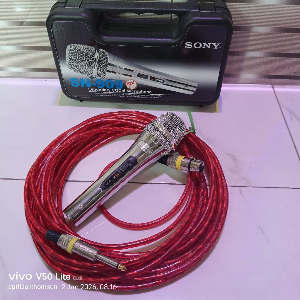 MIK SONY SN-909, KABEL 10 METER, MIK FUUL BESI, MIK VOCAL