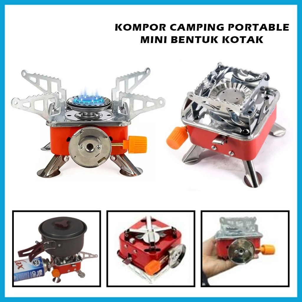 Kompor Camping Mini Gas Portable Bentuk Kotak Camping Hiking Stove Kompor Travelling Kecil