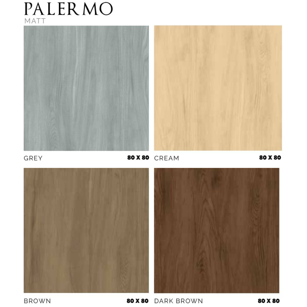 Granit Matt Motif Kayu Palermo Grey/Cream/Dark Brown/Brown Ukuran 80x80 by Platinum/Granit Kualitas 