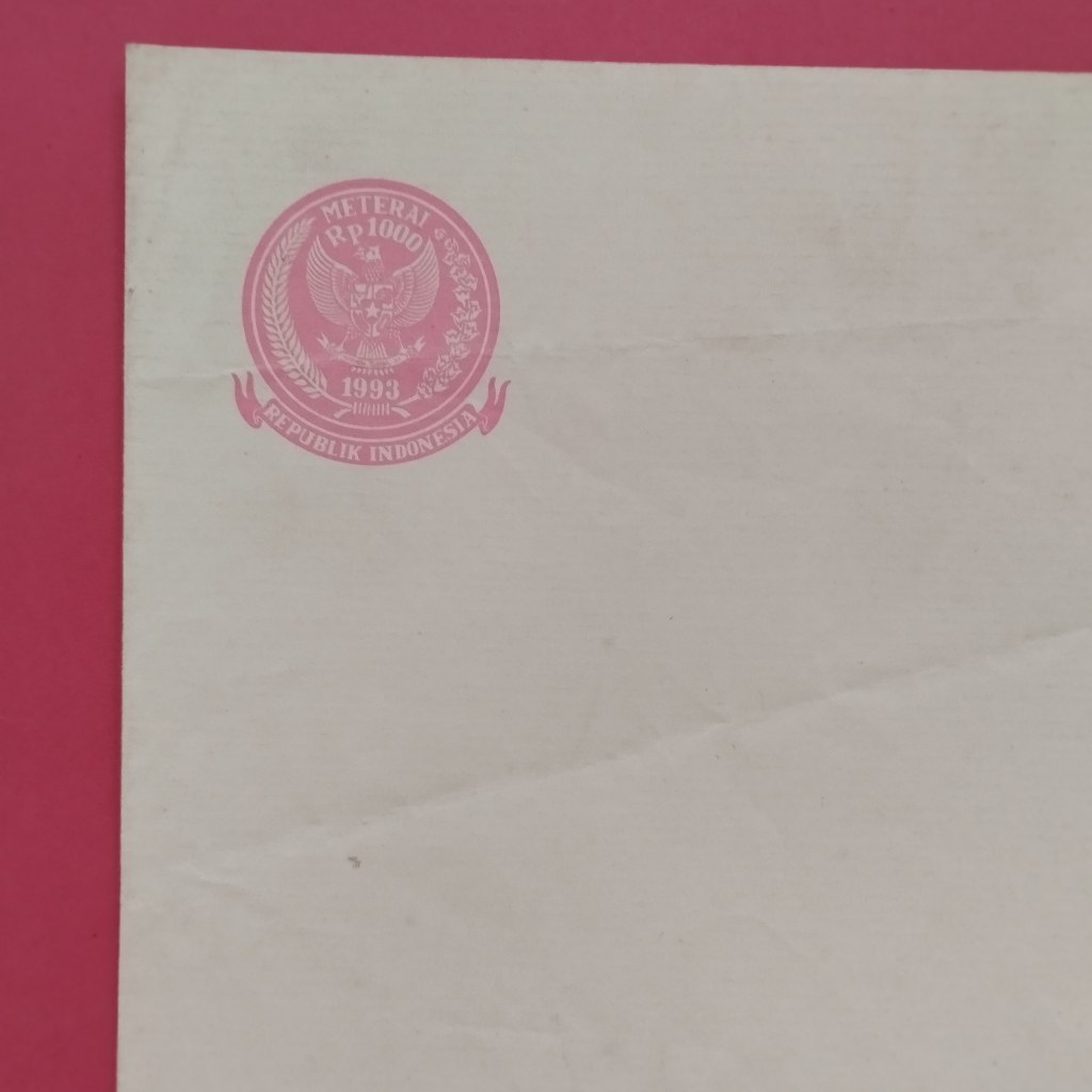 Kertas Segel Rp 1000 Tahun 1993 Double