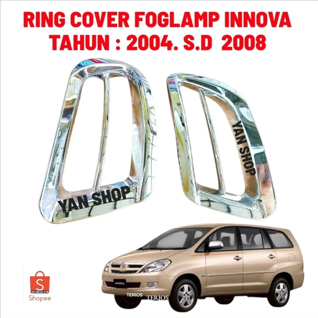 Cover Ring Foglamp Bumper Depan Mobil Toyota Innova Lama Chrome Tahun 2004 2005 2006 2007 2008 Set K
