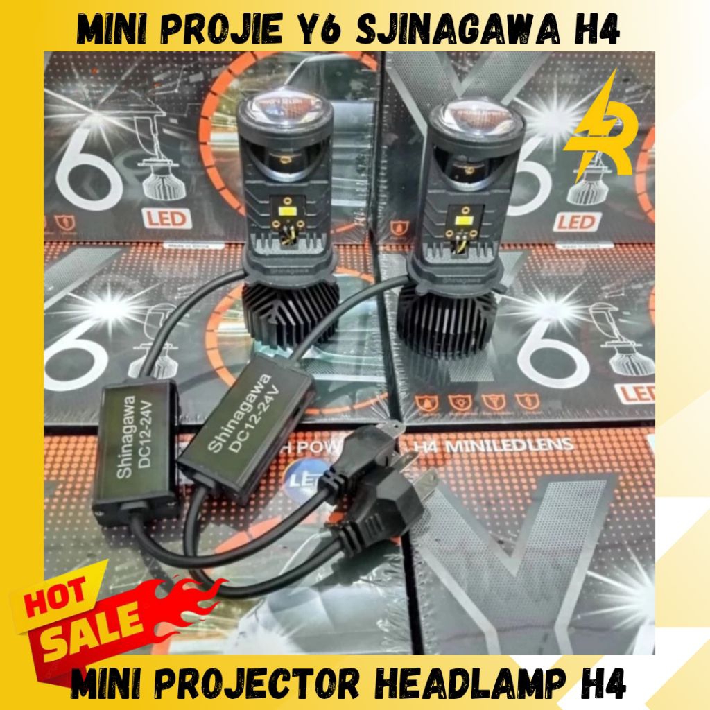 LAMPU HEADLAMP H4 MODEL Y6 H4 SHINAGAWA MINI PROJIE PROJECTOR MOBIL