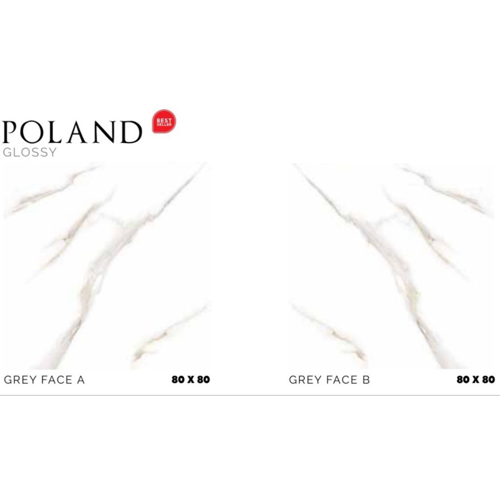 Granit Glossy Motif Marbel Putih Abu Poland Ukuran 80x80 By Platinum/Granit Kualitas 1 Grade A/Grani