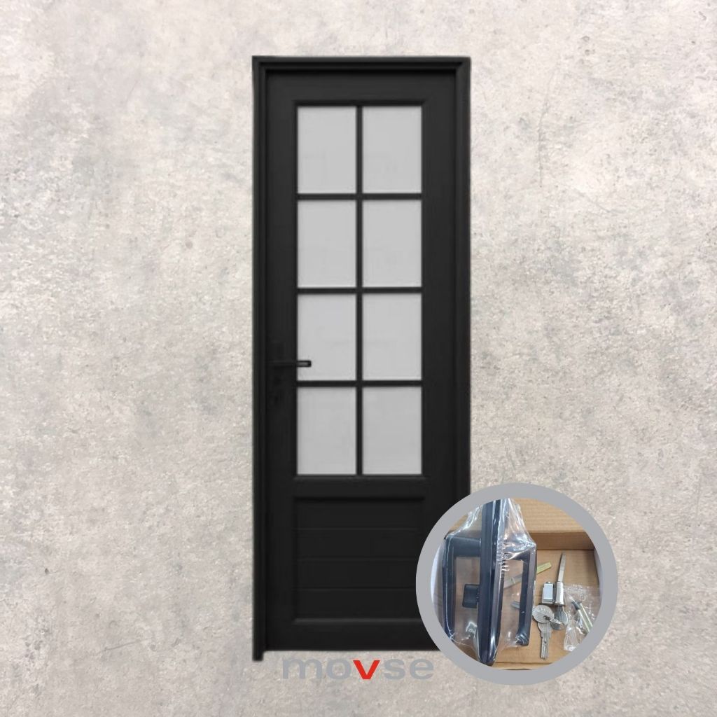 Pintu Icepol IC-009FD - Pintu UPVC 70 x 200 cm Hitam