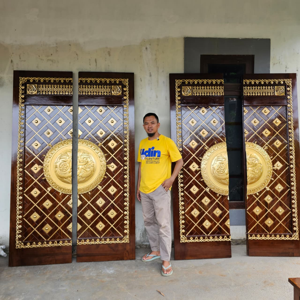 Pintu Replika Masjid Nabawi Ukiran Mewah Full Kayu Jati Custom Order Mebel Jepara