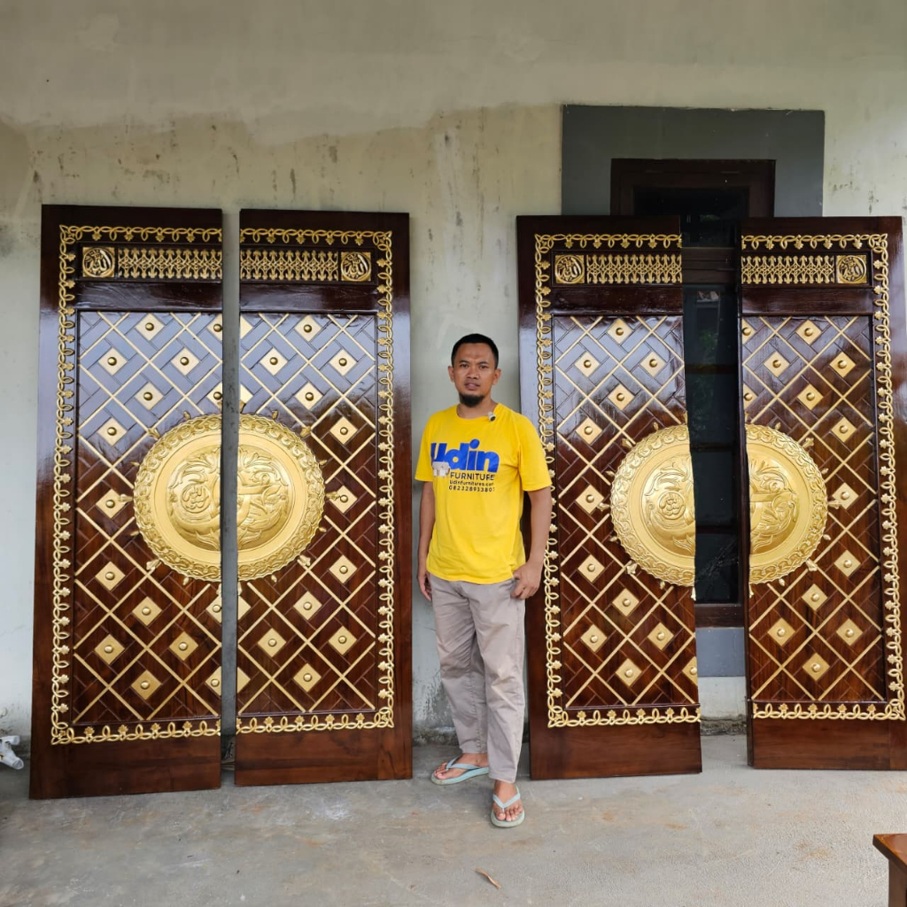 Pintu Replika Masjid Nabawi Ukiran Mewah Full Kayu Jati Custom Order