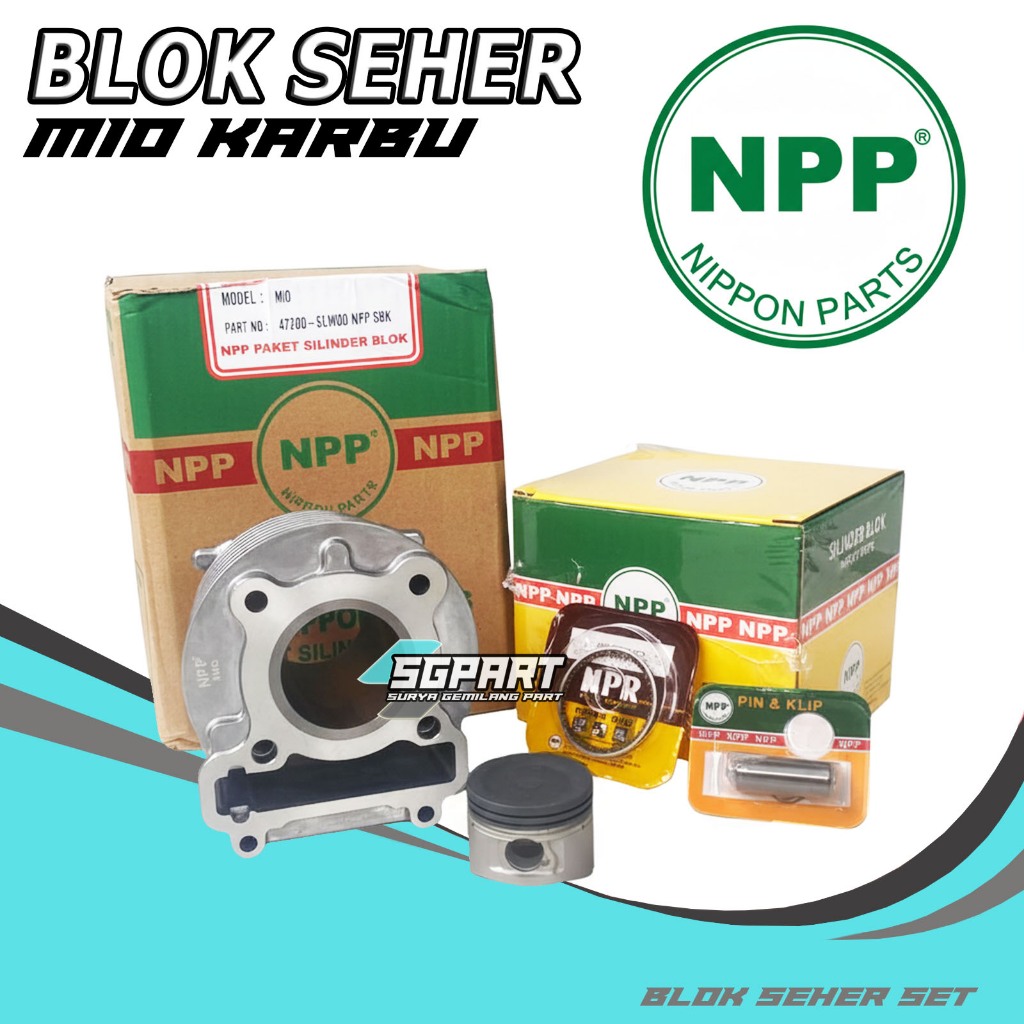 NPP PAKET BLOK SEHER SET PISTON MIO SPORTY SMILE NOUVO FINO KARBU NPP
