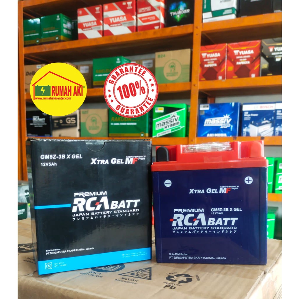 Aki Sepeda Motor RCA BATT GM5Z-3B 12V 5Ah /Aki Kering / Aki Gel / Mio, Supra, Pulsar