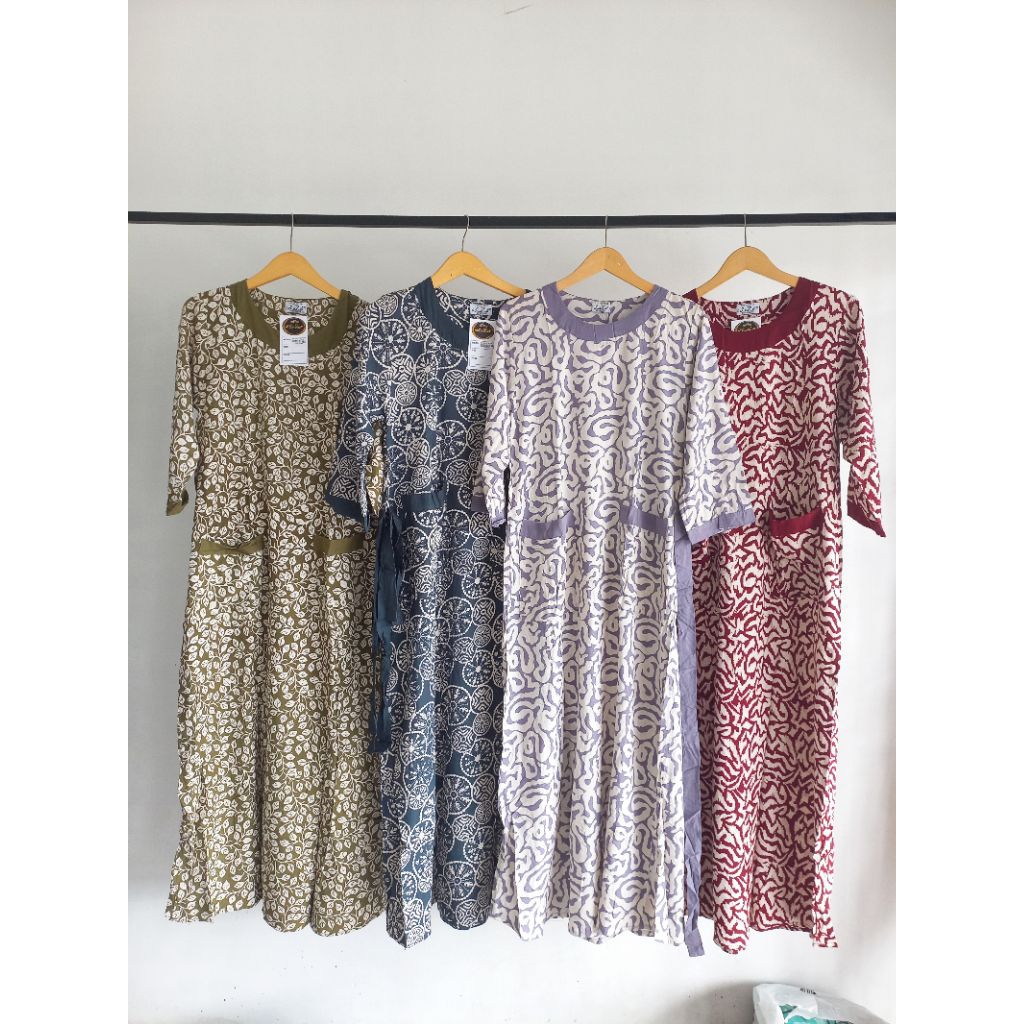 LUZA ~ Ser Dress Heny Tangan 7/8  by Batik Luza | Daster Panjang