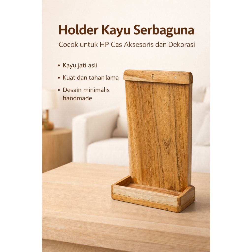 TEMPAT CHARGE ATAU CASAN HP KAYU JATI ASLI TEMPEL DINDING HOLDER Hp