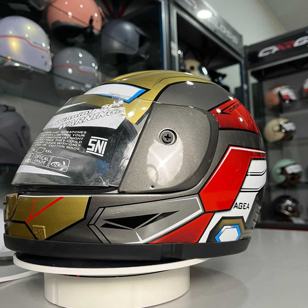AGEA Helm Anak Full Face SNI Laki Laki Cowok Usia 3 4 5 6 Tahun Motif Karakter Iron Man