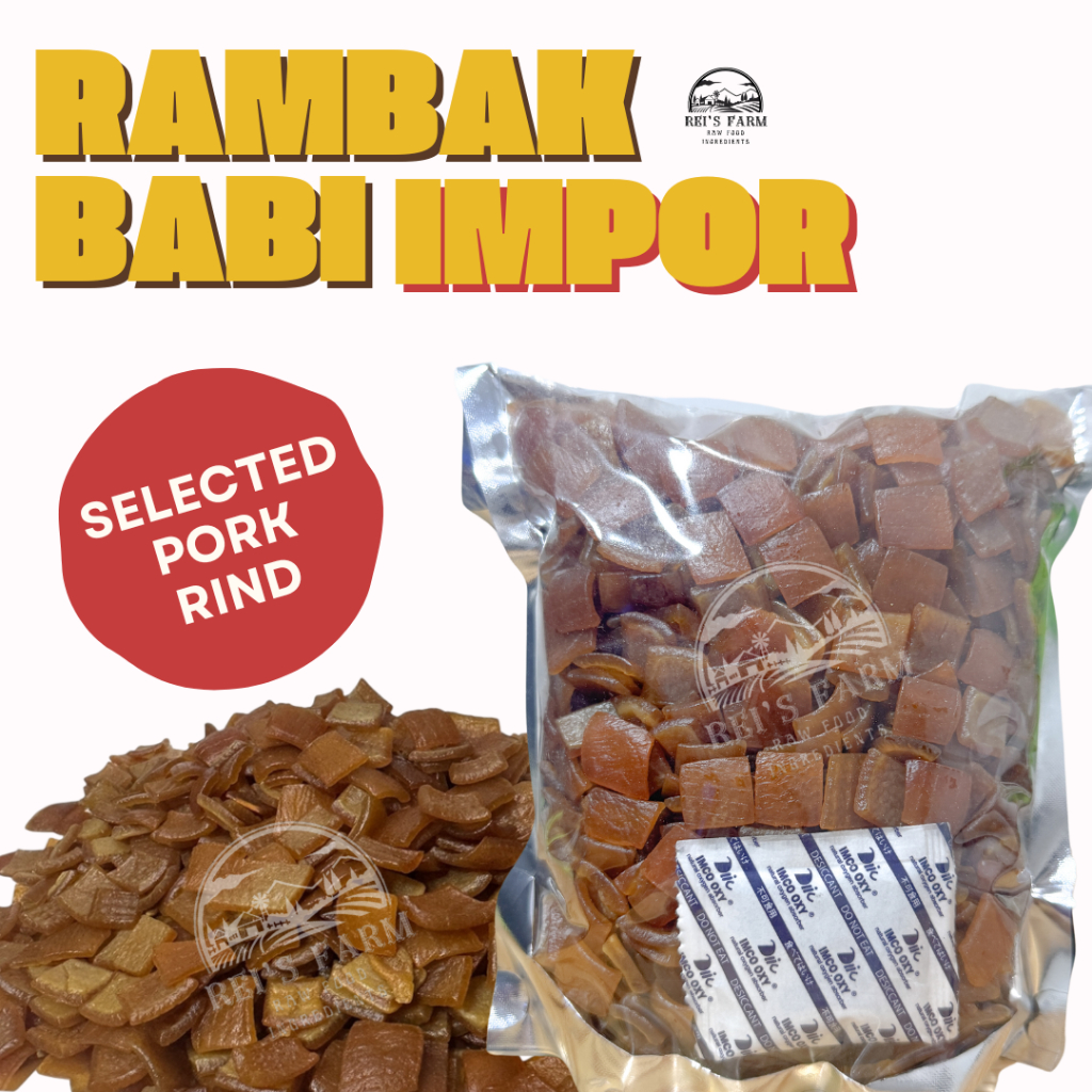 Rambak Kerupuk Kulit Babi Mentah Pork Rind Pellets IMPORT 1KG-250GR