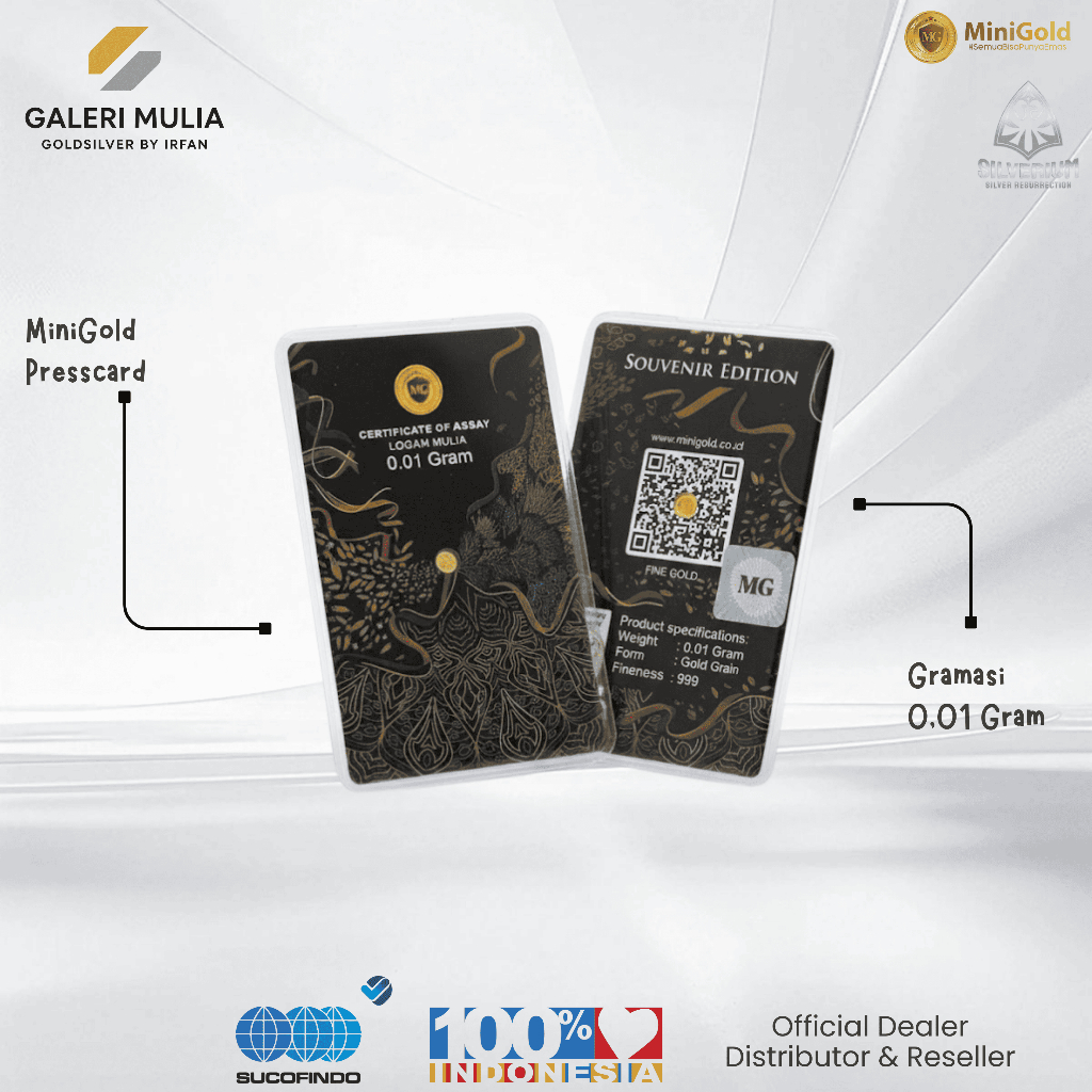Logam Mulia 24 Karat Emas MiniGold 0.01 Gram Emas / Minigold 0.01 Gram Emas Paling Murah