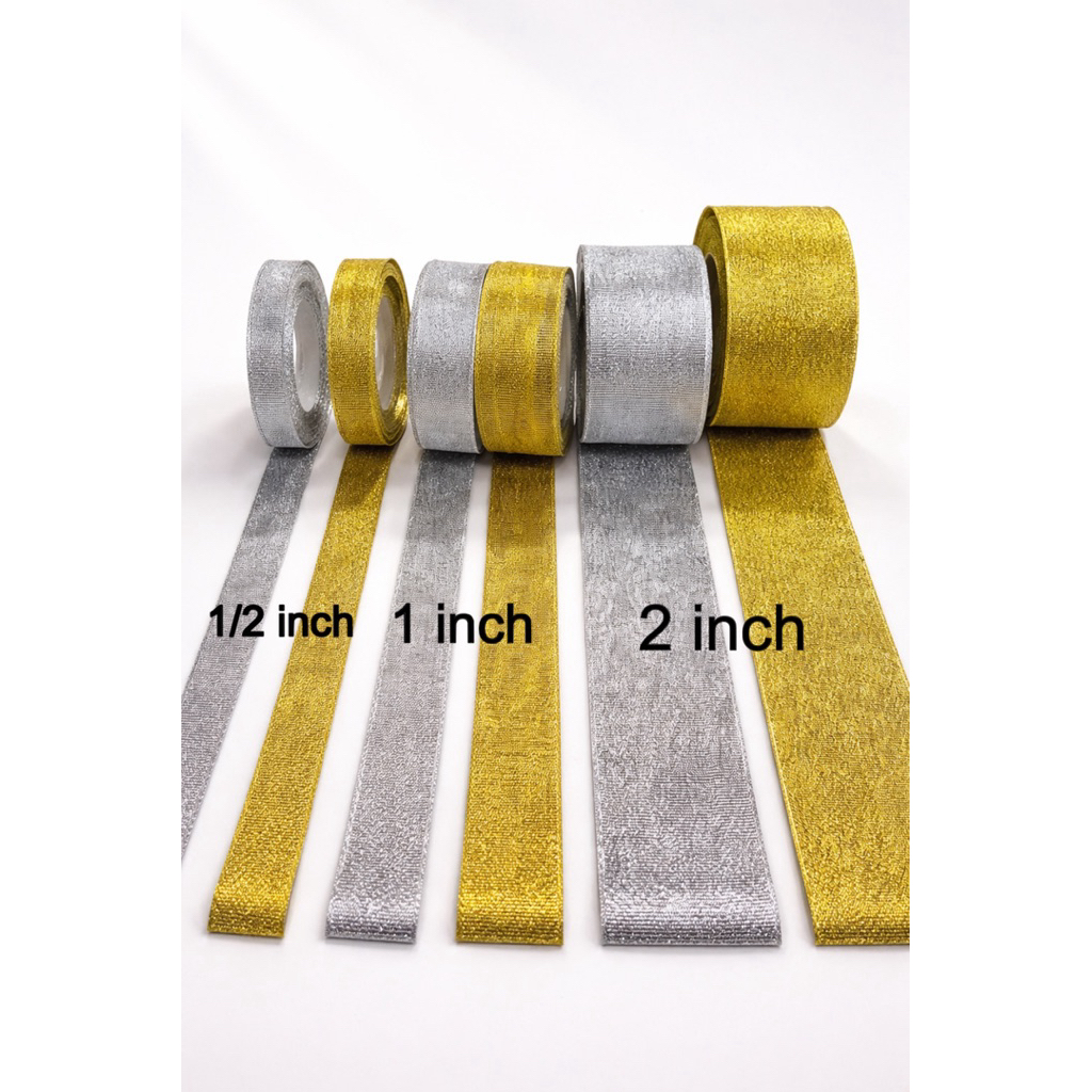 (1 ROLL ) Pita Metalik Glitter Gold Silver - Pita Emas Silver - Pita Glitter Emas - Pita Glitter Sil