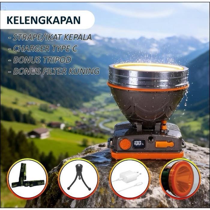 Jinlong Senter Kepala Headlamp JL 9201 300watt Cahaya Putih waterproof baterai 10000 mAh