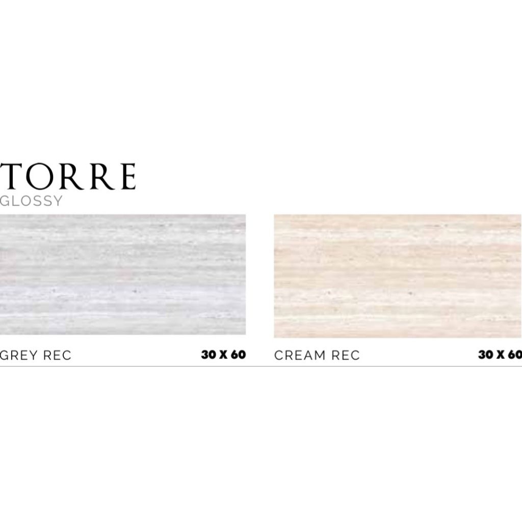 Keramik Glossy Motif Marbel Cream Dan Abu Torre Ukuran 30x60 by Platinum/Keramik Kualitas 1 Grade A/