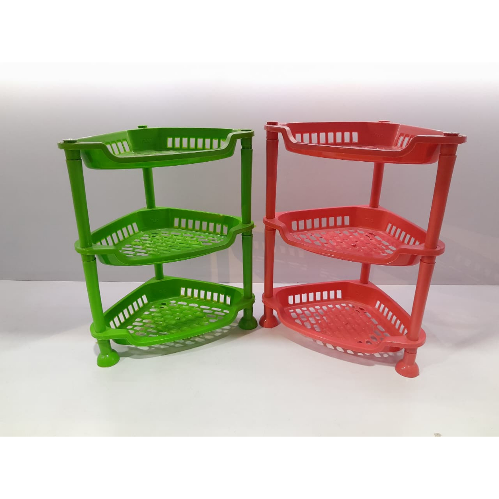 Rak Serbaguna Plastik Susun 3 Tingkat / Rak Dapur Plastik / Rak Sayur & Bumbu / Rak Penyimpanan Ruma