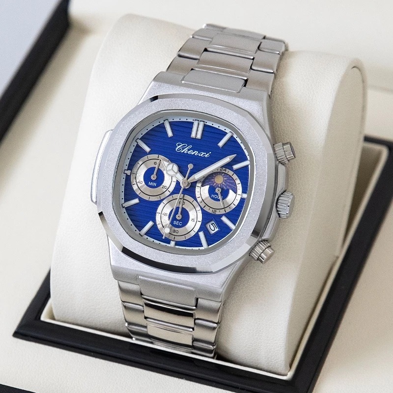 Jam Tangan Otomatis CHENXI 0092B Pria dewasa cowok terbaru Analog Stainless Steel Bercahaya Tanggal 