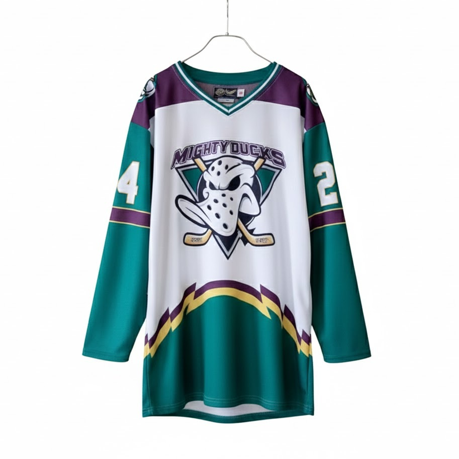 JERSEY SUBLIM FULL PRINTING MIGHTY DUCKS 24  NHL HOCKEY OVERSIZE PREMIUM