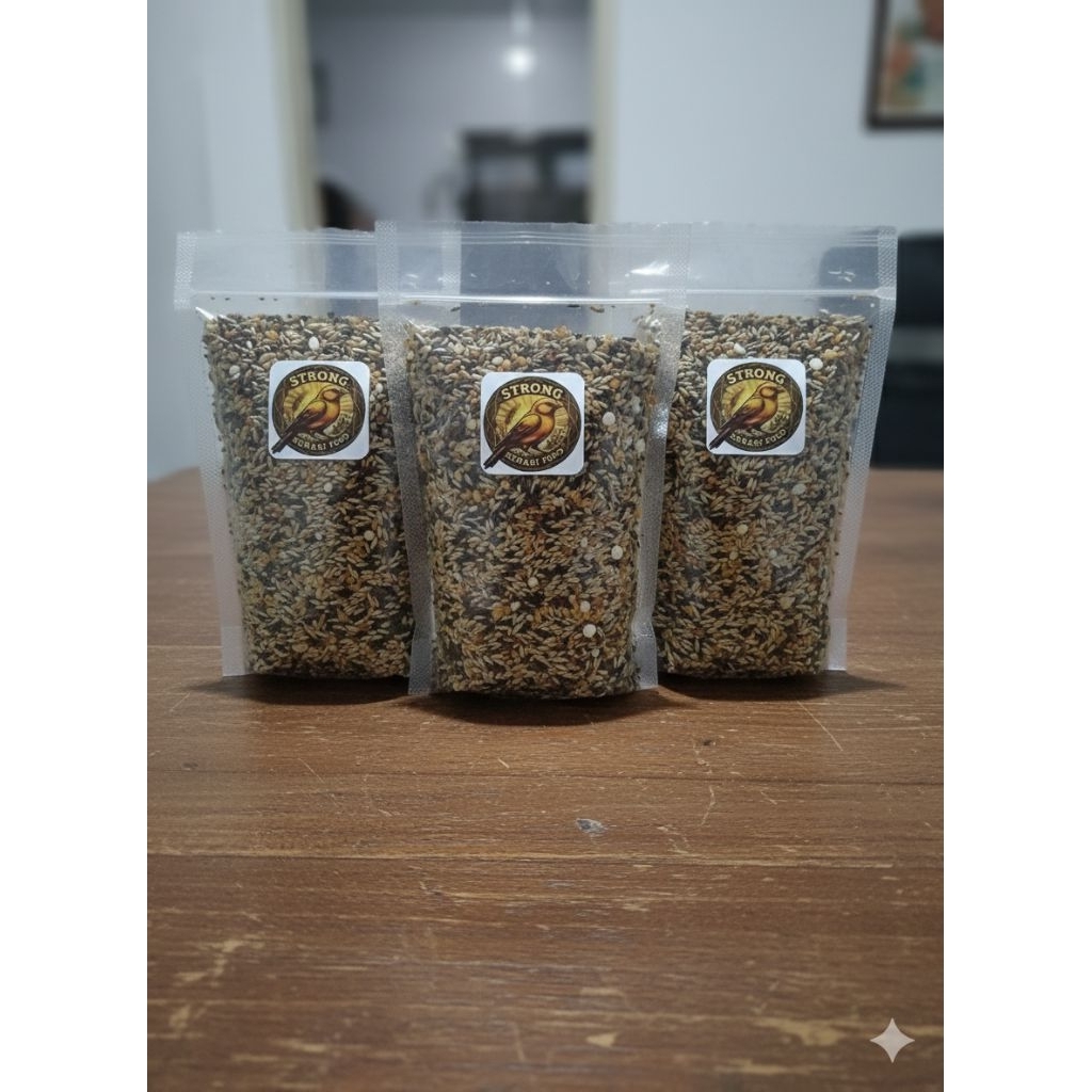 STRONG kenari food penggacor/ternak 250 gr,pakan burung kenari racikan