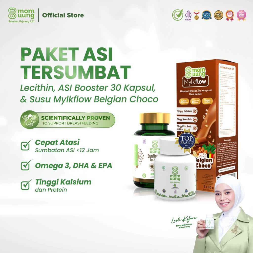 Mom Uung Paket ASI Tersumbat - ASI Booster + Sunflower Lecithin + Susu Mylkflow 5 Sachet - Pelancar 