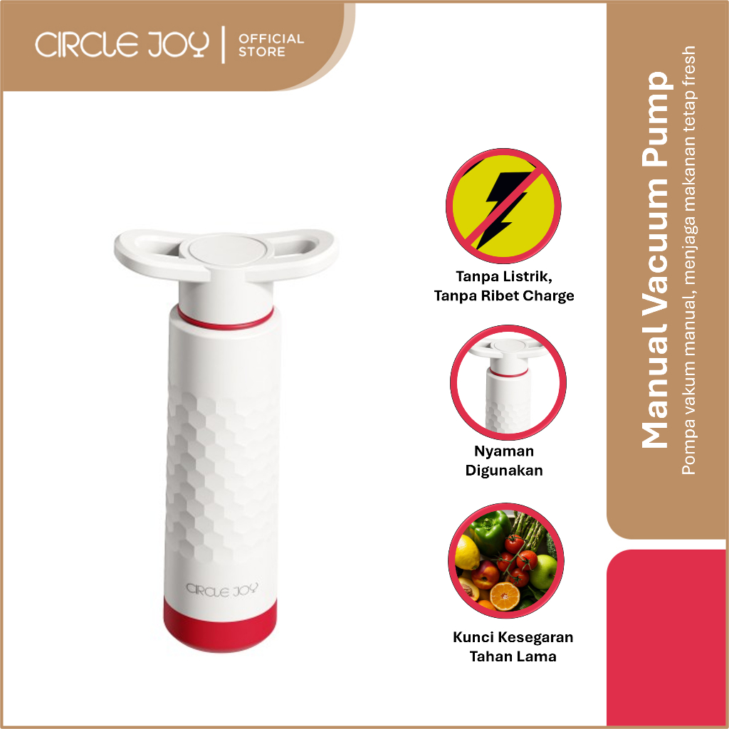 Circle Joy Manual Vacuum Pump | Pompa Vacuum Manual | Jaga Makanan & Minuman Tetap Fresh | Desain Er