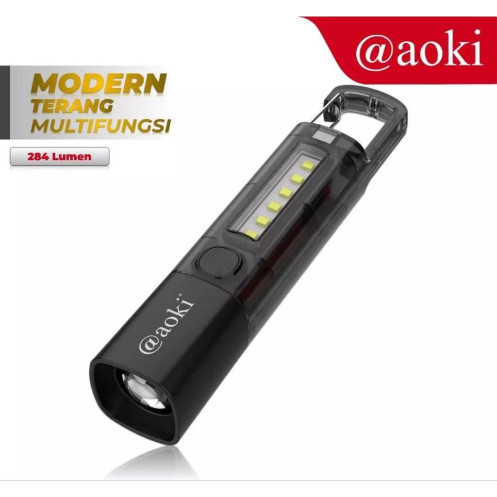Aoki Senter Multifungsi Cob 5 Mode Cahaya Led - Senter Zoom Aoki AK-1612