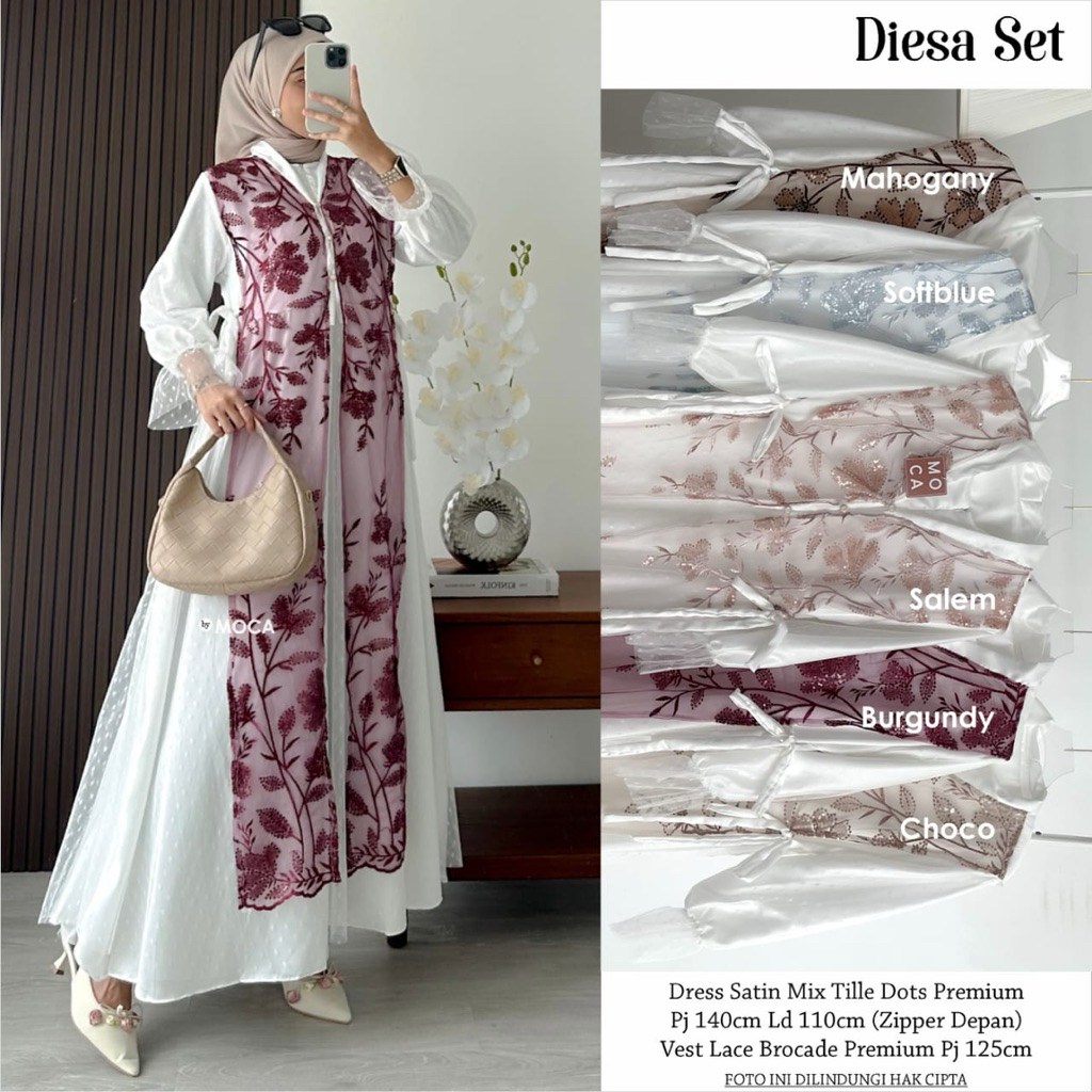 DIESA Maxi Dress WANITA Brokat KOMBINASI POLOS by MOCA