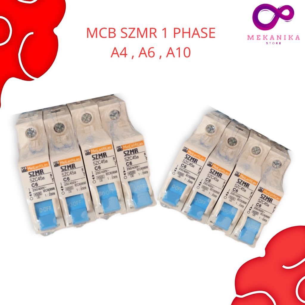 MCB 1Phase SZMR original A4 6A 10A MeilanReilan  C4 C6 C10 Meilan Reilan 4 Amper MCB murah berkualit