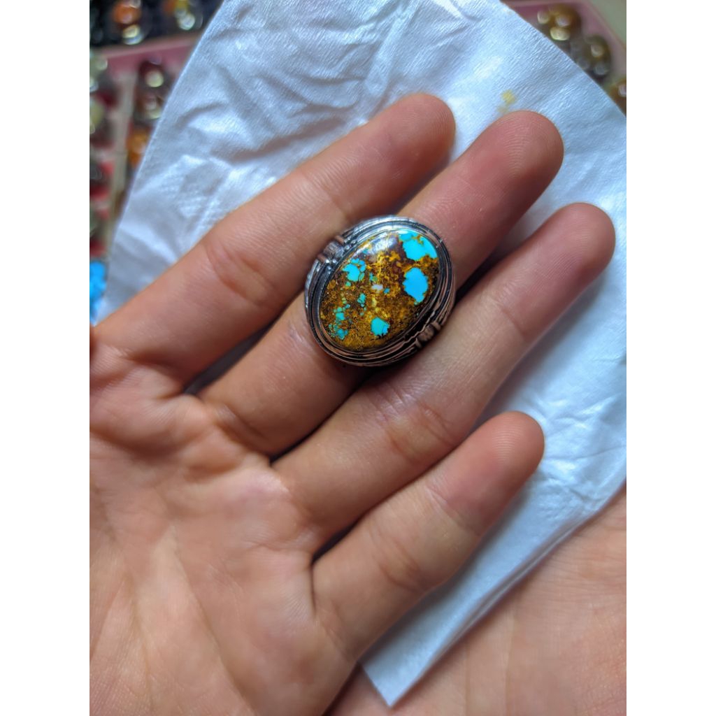 natural akik pirus Persia serat emas