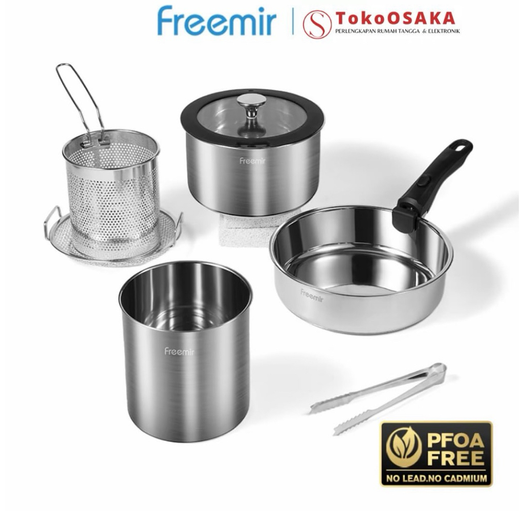 Panci set Stainless Steel Lepas Handle - Freemir (0002354)