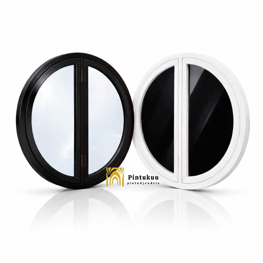 Kusen Jendela Kayu Jati - Jendela Bulat Kayu Jati - JBP1