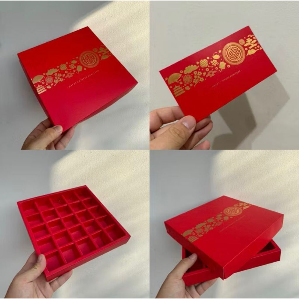 Dus imlek nastar classic bulat sekat 25 " CNY " + Ucapan ( 1 pack isi 5 pcs dus & ucapan )