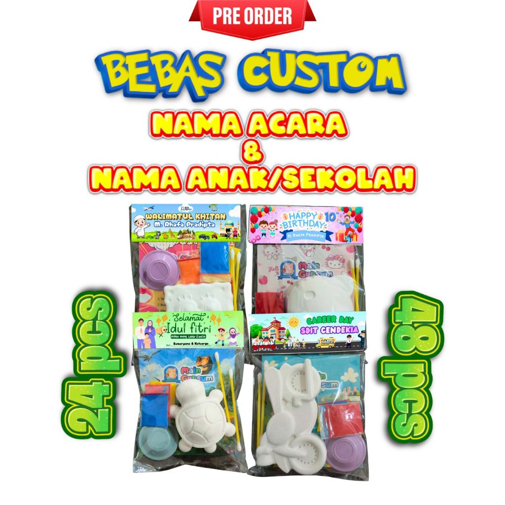 [Pre Order] CUSTOM LABEL LUKIS GYPSUM UNTUK SOUVENIR ACARA ULTAH, KHITAN, PARCEL/HAMPERS LEBARAN, HA
