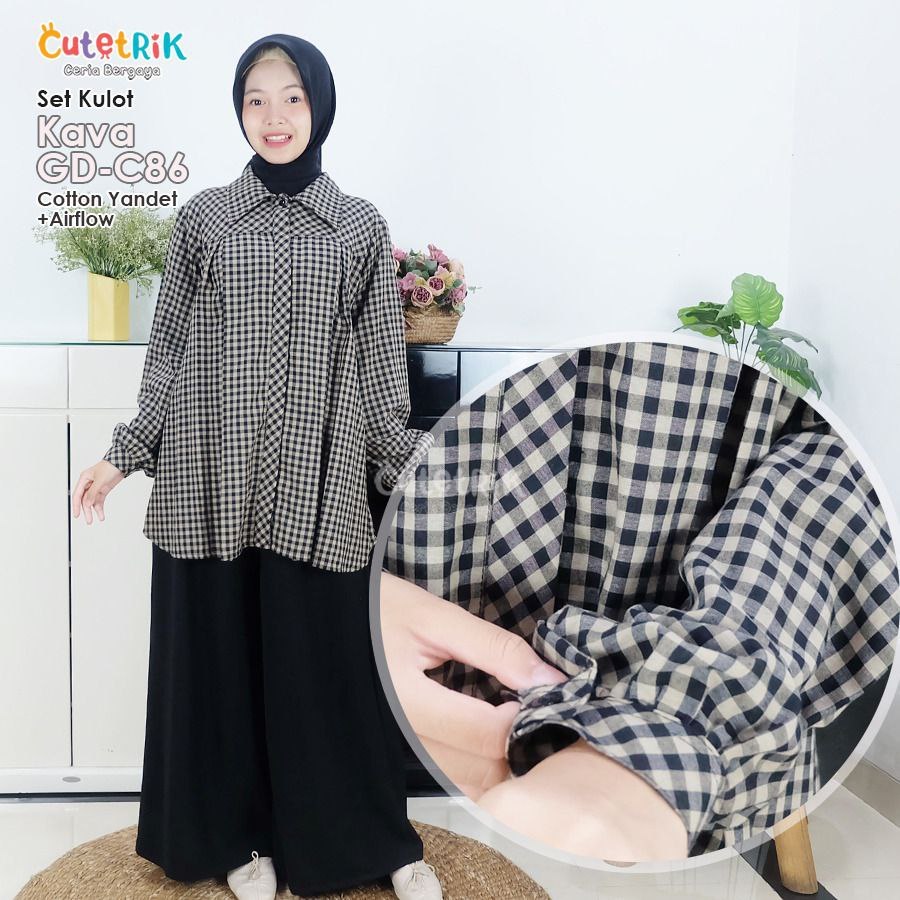 Setelan Anak Perempuan Set tunik dan Celana Kulot Model Korean Style Cutetrik Terbaru