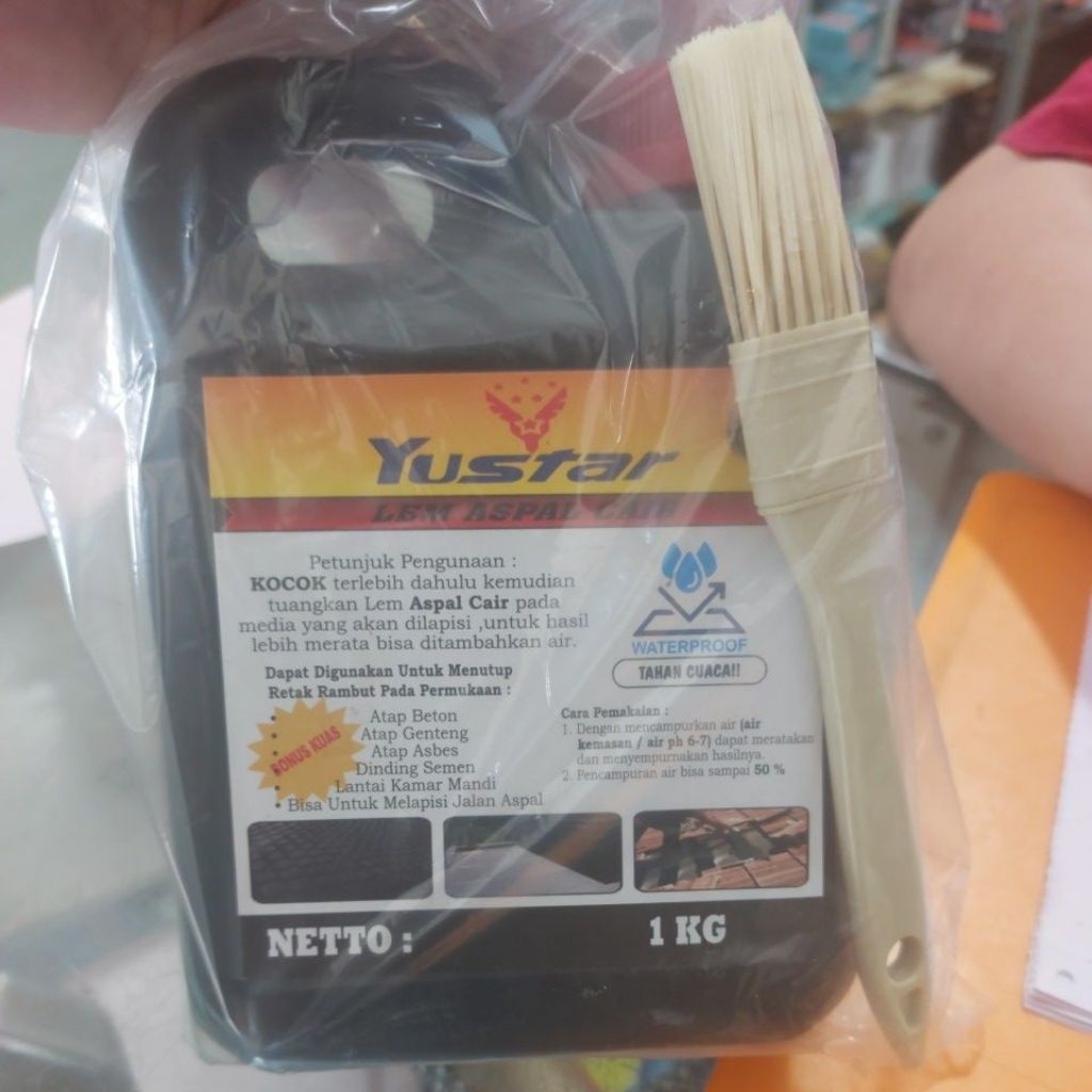 Lem Aspal Cair Buddy 1kg Perekat Anti Bocor untuk Dak Atap Lantai Jalan