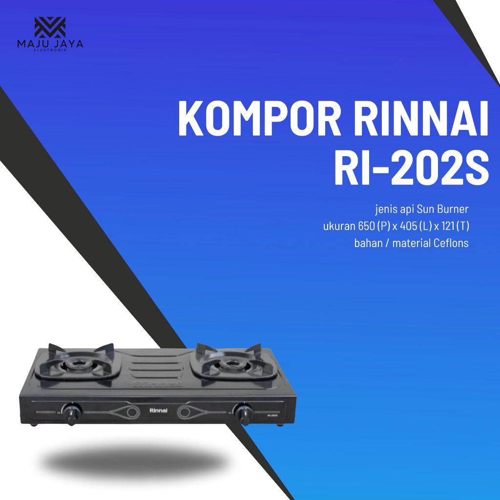 Rinnai Kompor Gas 2 Tungku RI202S Api Hemat RI 202 S RI-202S RI-202S