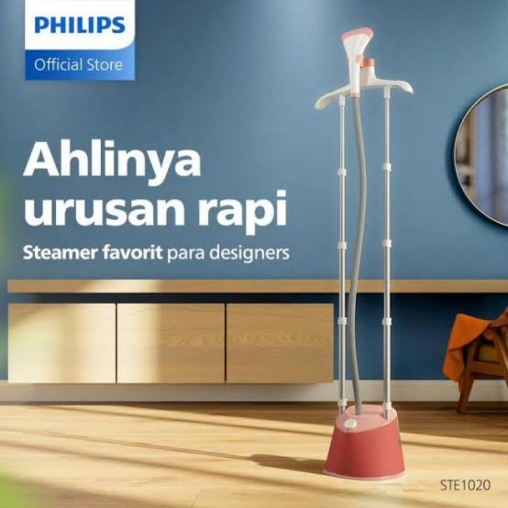 SETRIKA UAP PHILIPS STEAMING STEAMER VERTICAL STEAM IRON PINK COCOK UNTUK BINATU LAUNDRY DESAINER FA