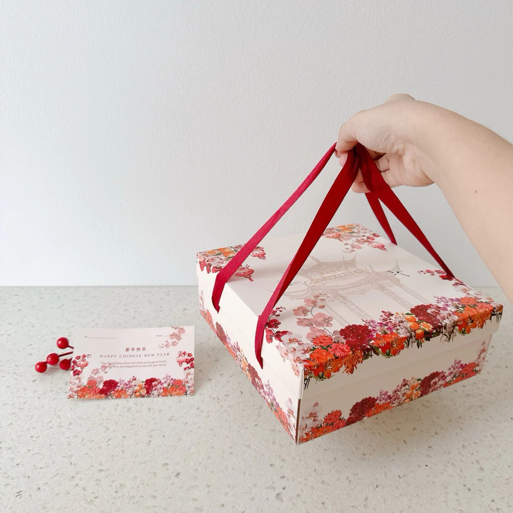 5 Pcs Dus Tenteng Kotak Lapis Legit Imlek Kardus Kemasan Kue Kering CNY 20x20 cm