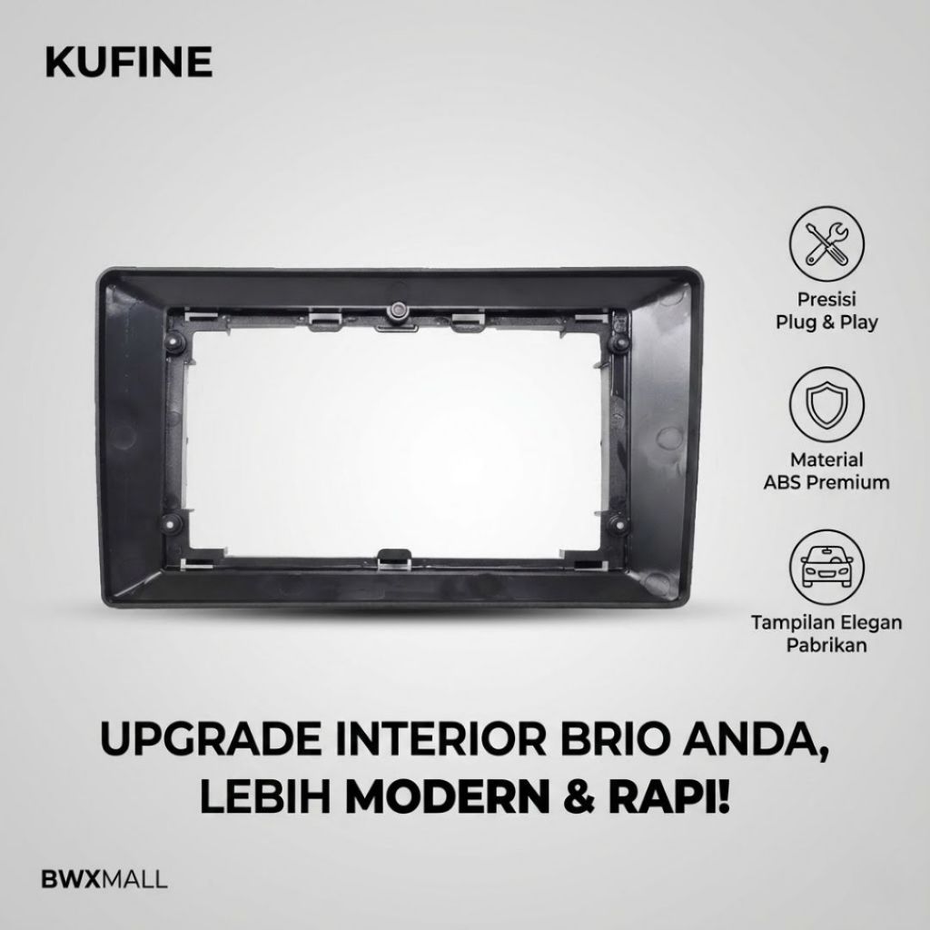 Frame Honda Brio 2012 Head Unit 10 Inch Android KUFINE Panel Mounting Kit Dashboard Presisi Tidak Me