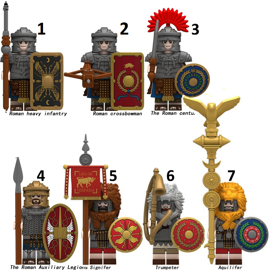 Castle Roman Soldier Crossbow Centurian Signifer Trumpeter Aquilifer Action Figure Mini