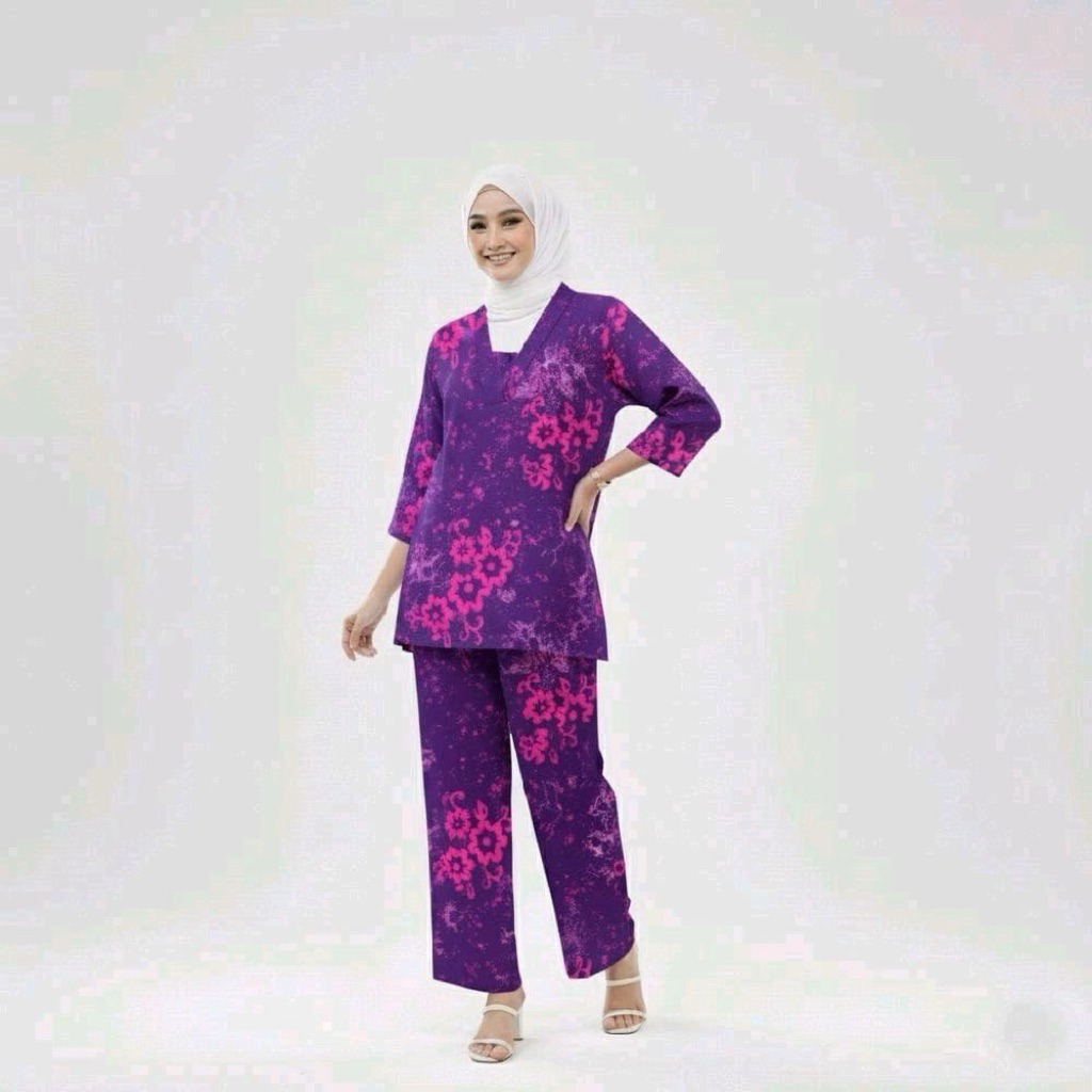 Laurella - Setelan Celana Panjang Kimono ABG Batik Pekalongan Katun Baju Lembut Nyaman Wanita Motif 