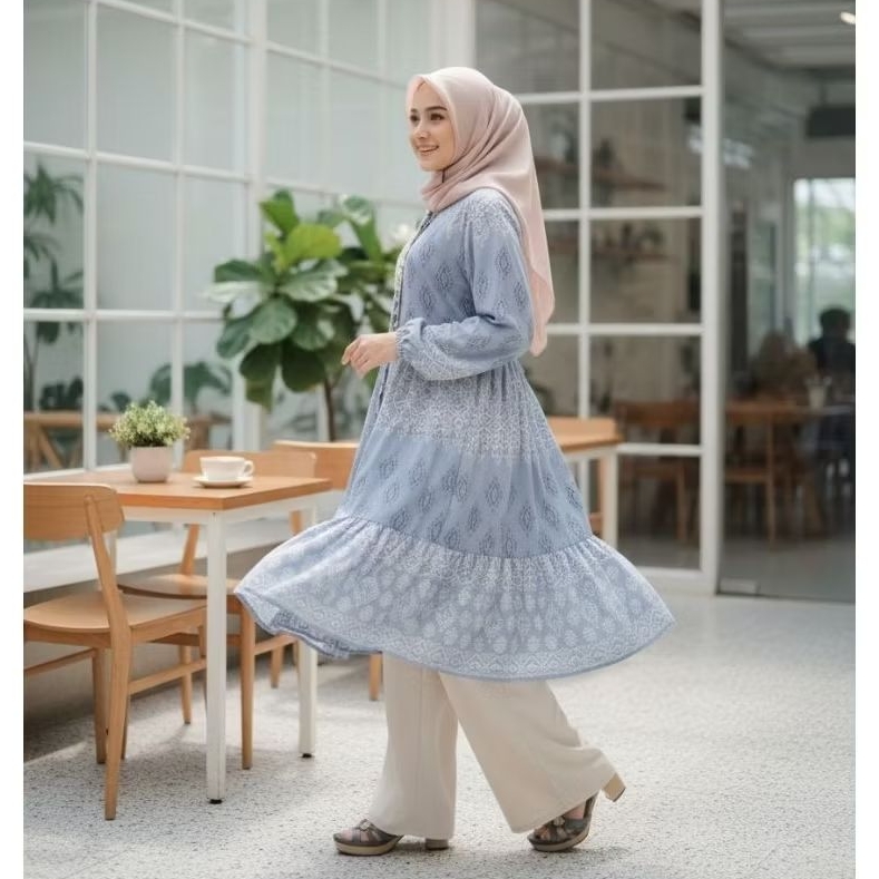Liliarda Kamila Tunik ceruty Tunik Korean Tunik susun mayung Tunik Ceruty Susun Kekinian Elegan Leba