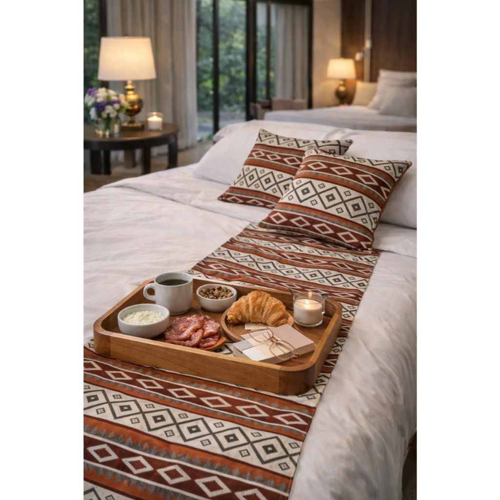 Set Bed Runner Premium 40x240cm 2 Sarung Bantal dan 40x180cm 1 Sarung Bantal, Kain Sofa Tebal Motif 