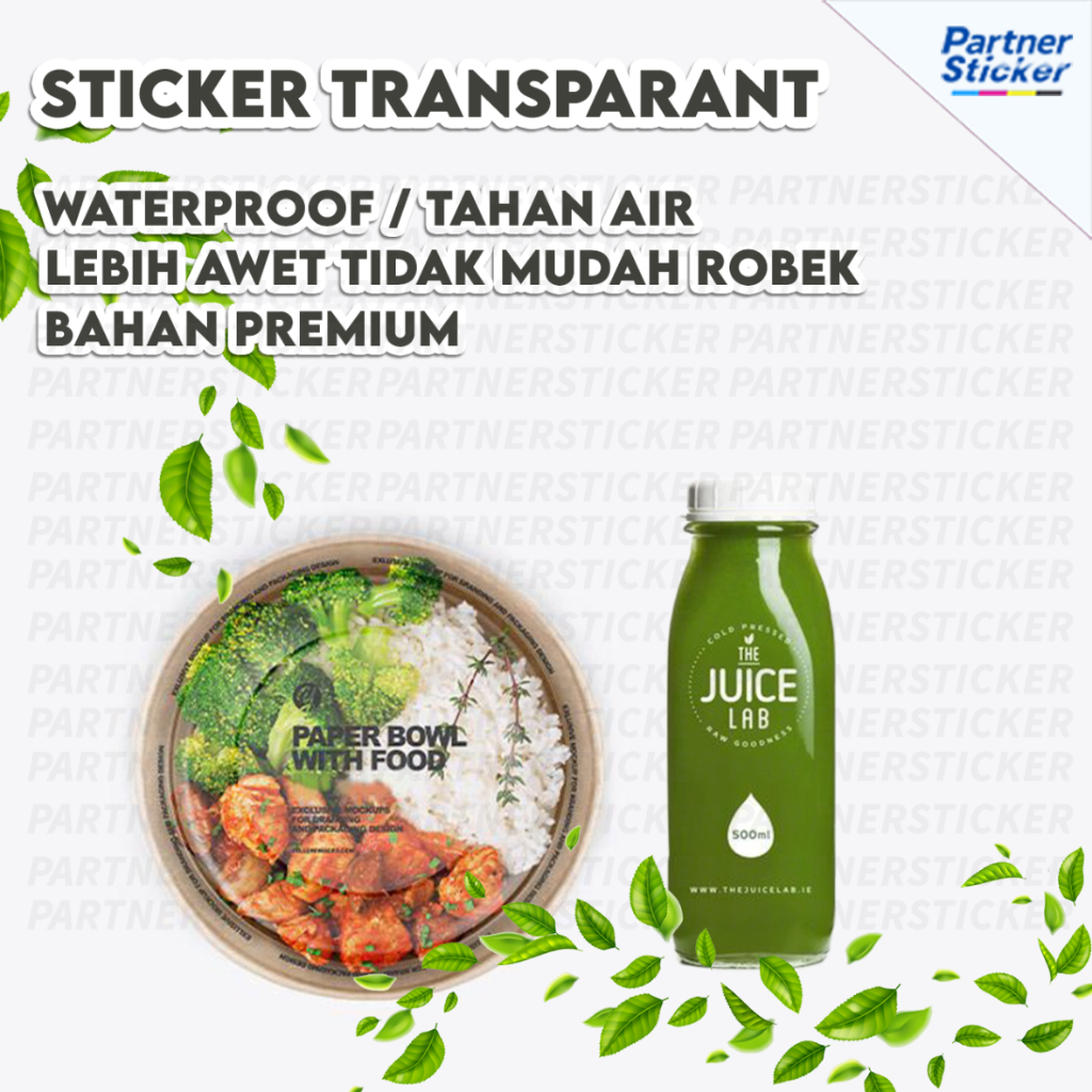 cetak sticker transparan free cutting